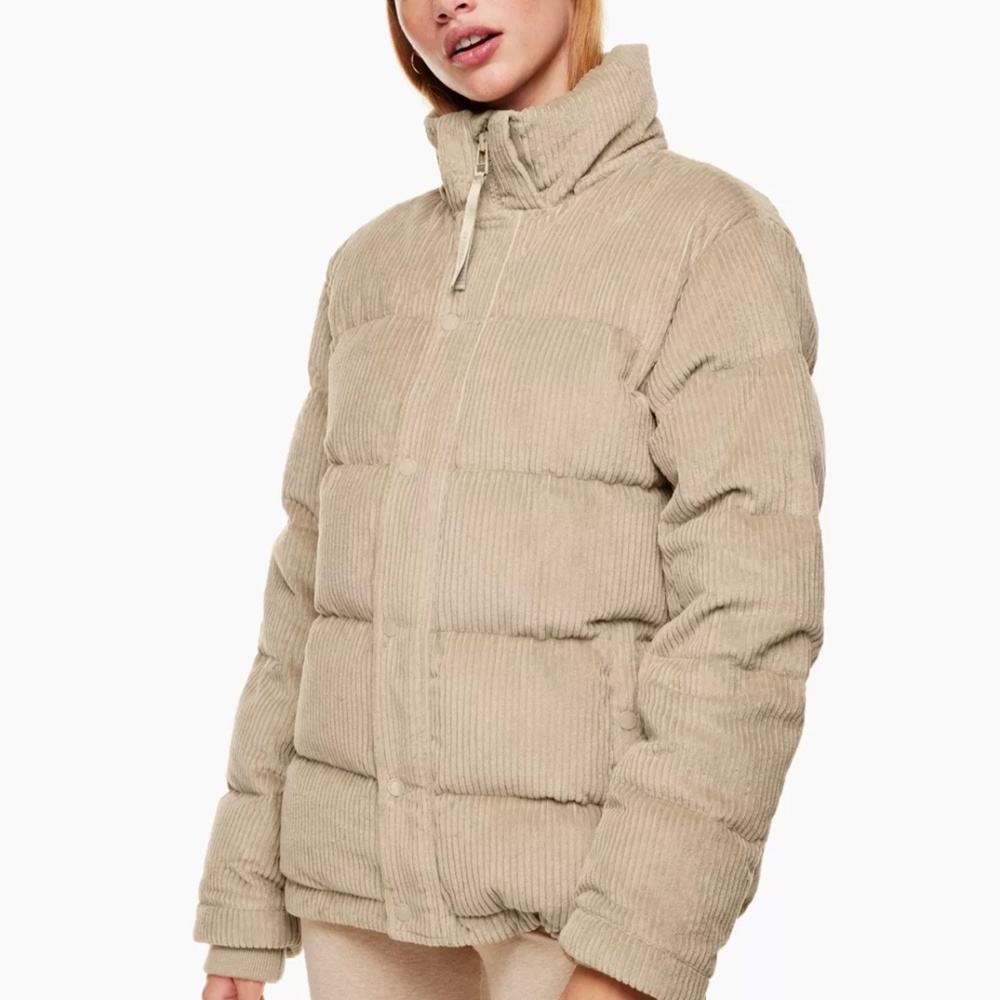 Sm Aritzia super puff - beige Corduroy goose-down puffer